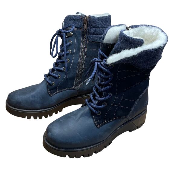 Bos. & Co. Gala Prima Navy Round Toe Boot Women's Size 39 (US 9) New With Scuffs - Picture 1 of 11